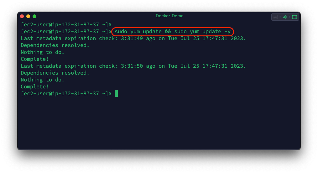 Update AWS Linux using YUM