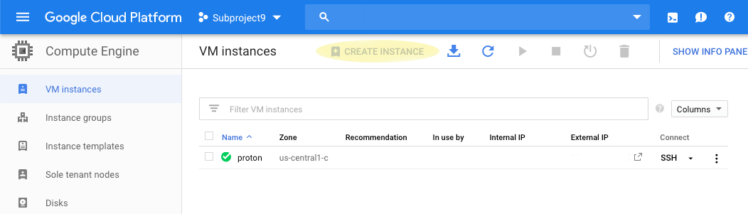 Google Cloud Create Instance