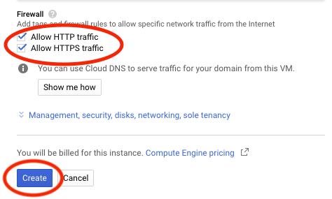 GCP allow http https
