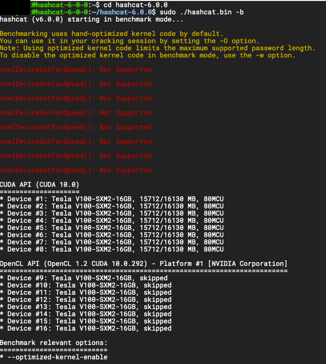 run hashcat benchmark
