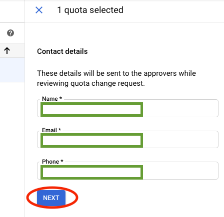 Quota change contact details