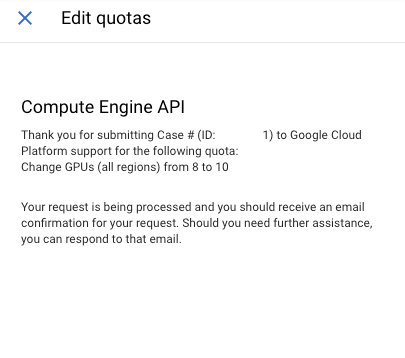 completed gpu quota increase