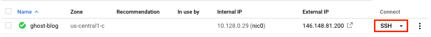 Connect to your compute instance via ssh
