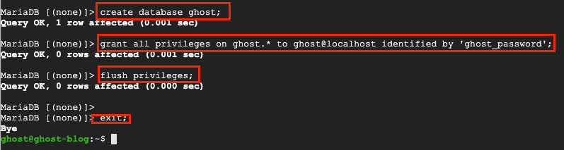 Create Ghost Database