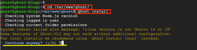 install Ghost Blog in Directory