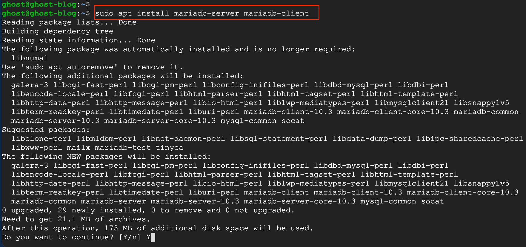 MariaDB Server install