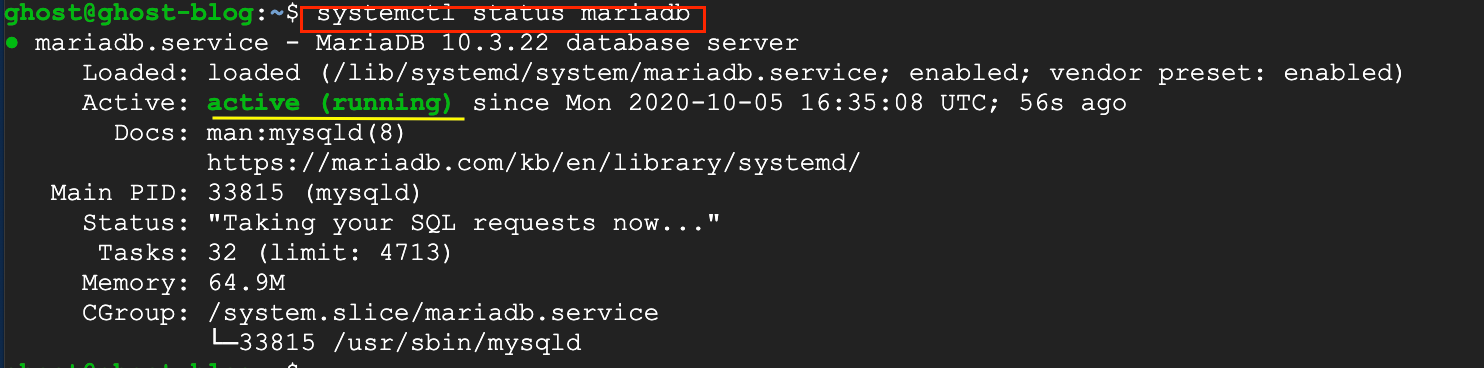 Verify MariaDB is running