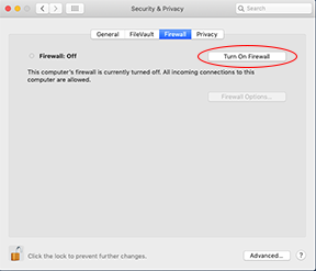 Turn on firewall OSX