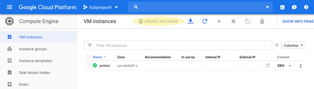 Google Cloud Create Instance