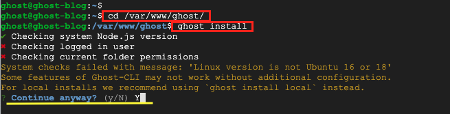 install Ghost Blog in Directory